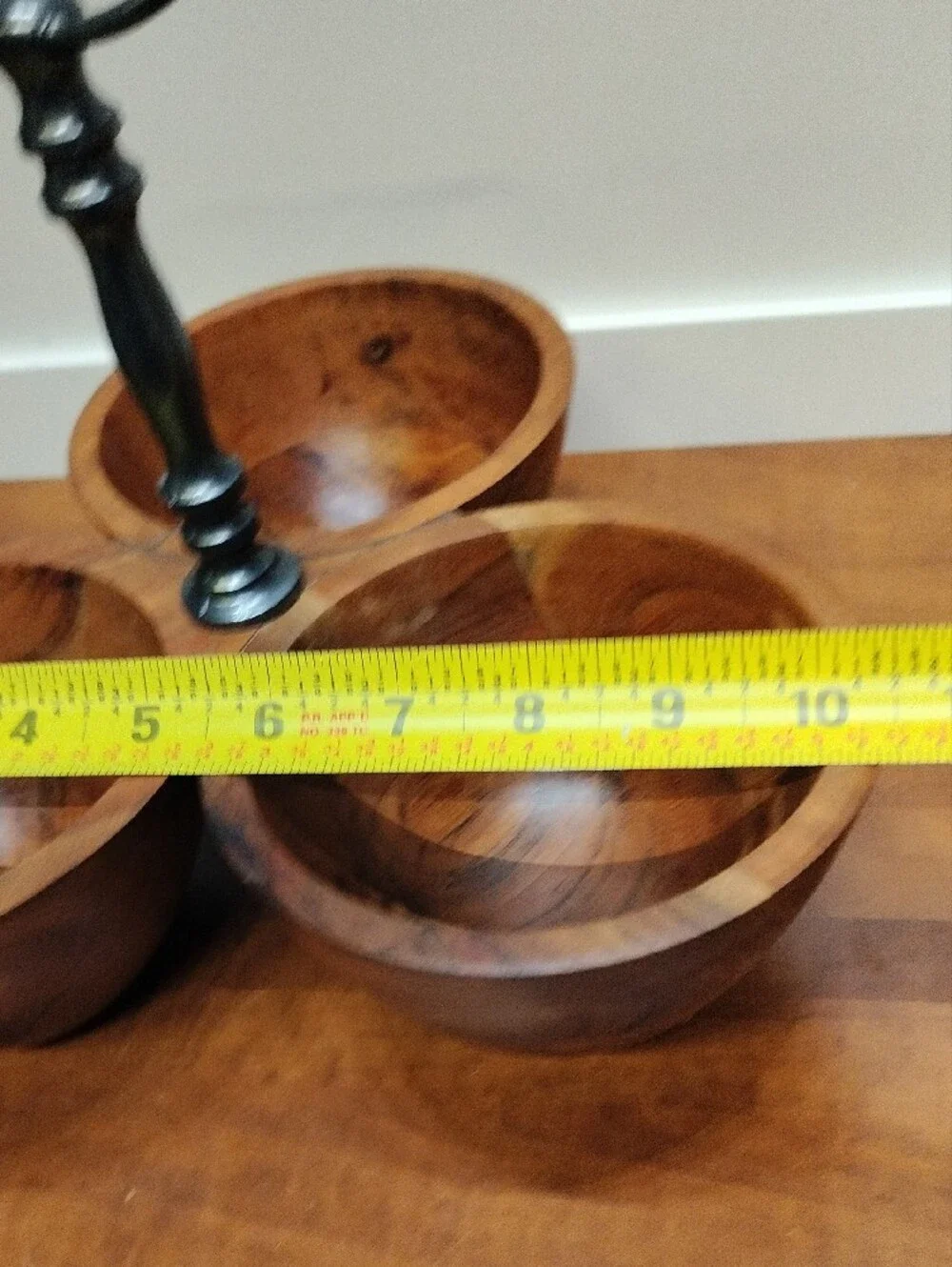 Vintage MCM 3 wood  condiments server. Made In India